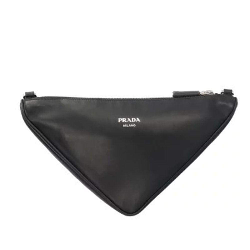 Prada Triangle Double Shoulder Bag Saffiano Leather Black - Picture 7 of 11